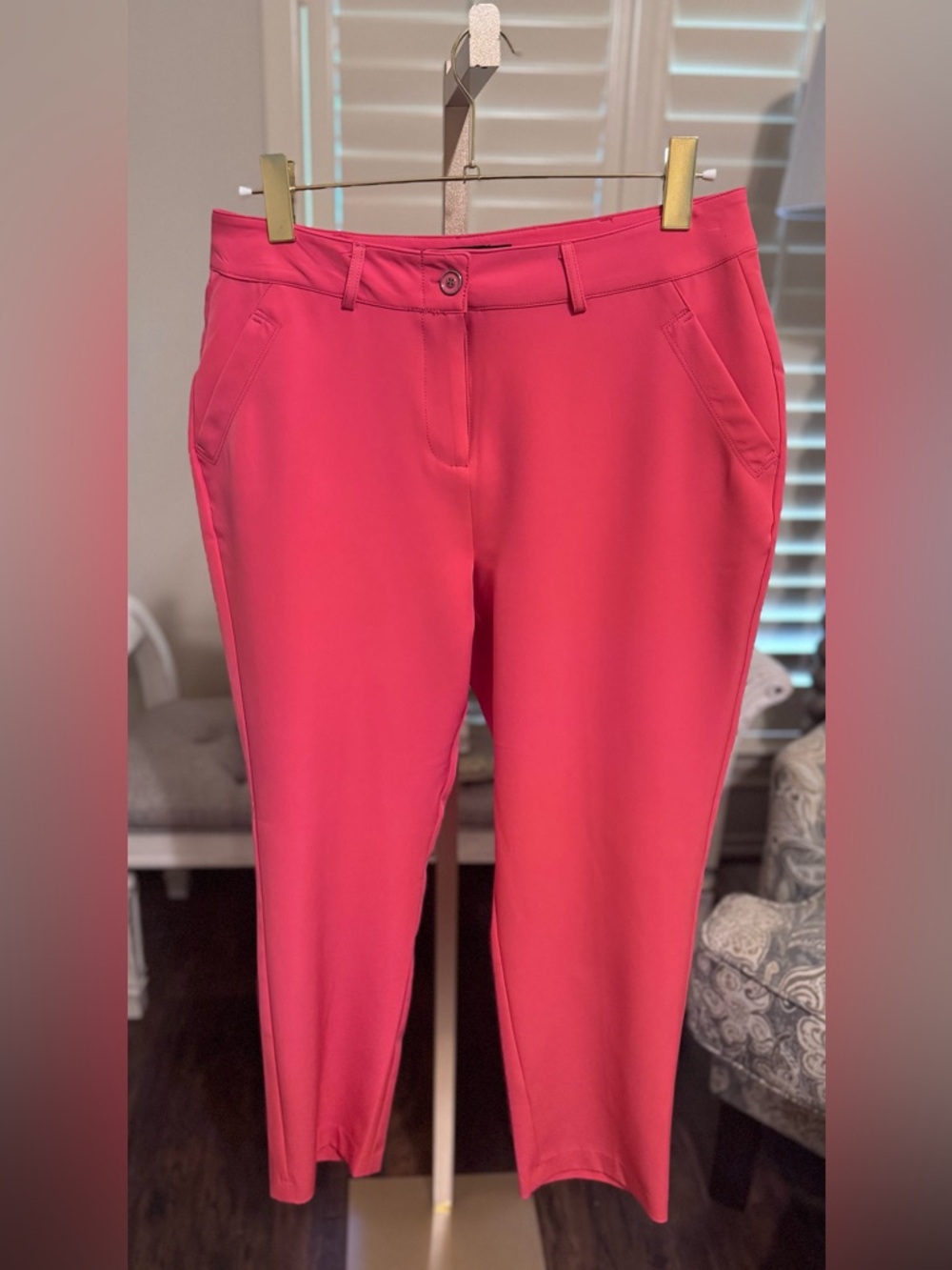 New York & Company Coral Pink Classic Slim Ankle Pants